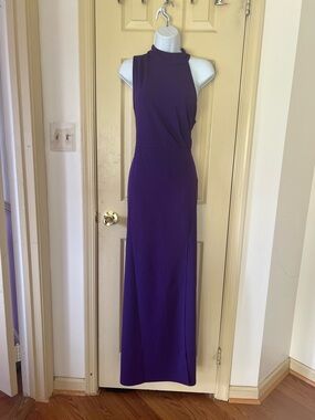 Sleeveless Royal Purple High-Neck Maxi Dress